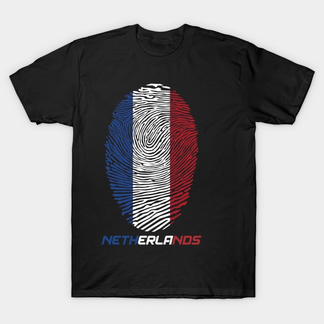 Fingerprint Netherlands Flag T-Shirt by Lotemalole